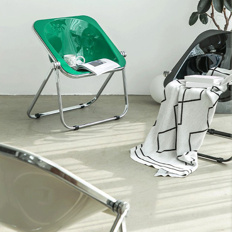 Folding Acrylic Dining Side Chair Metal Frame Indoor-Outdoor Chair