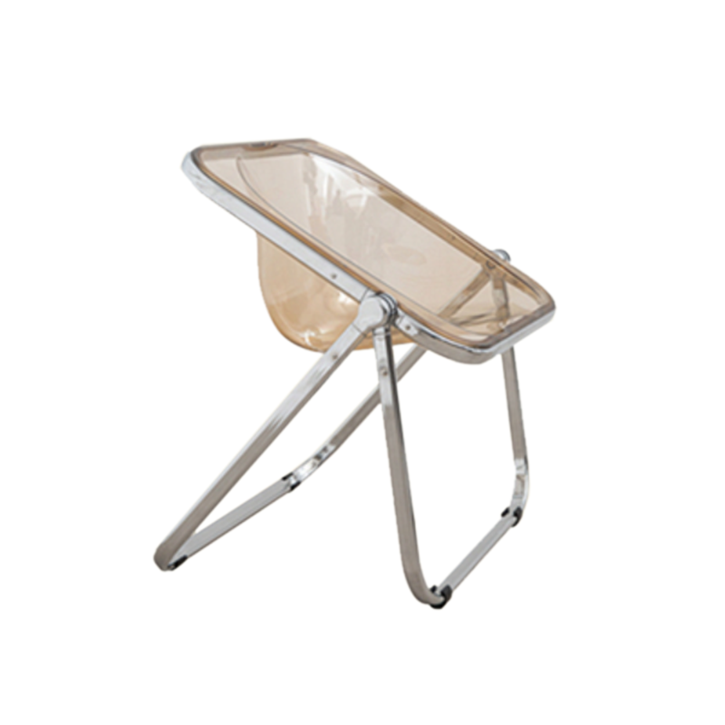 Folding Acrylic Dining Side Chair Metal Frame Indoor-Outdoor Chair
