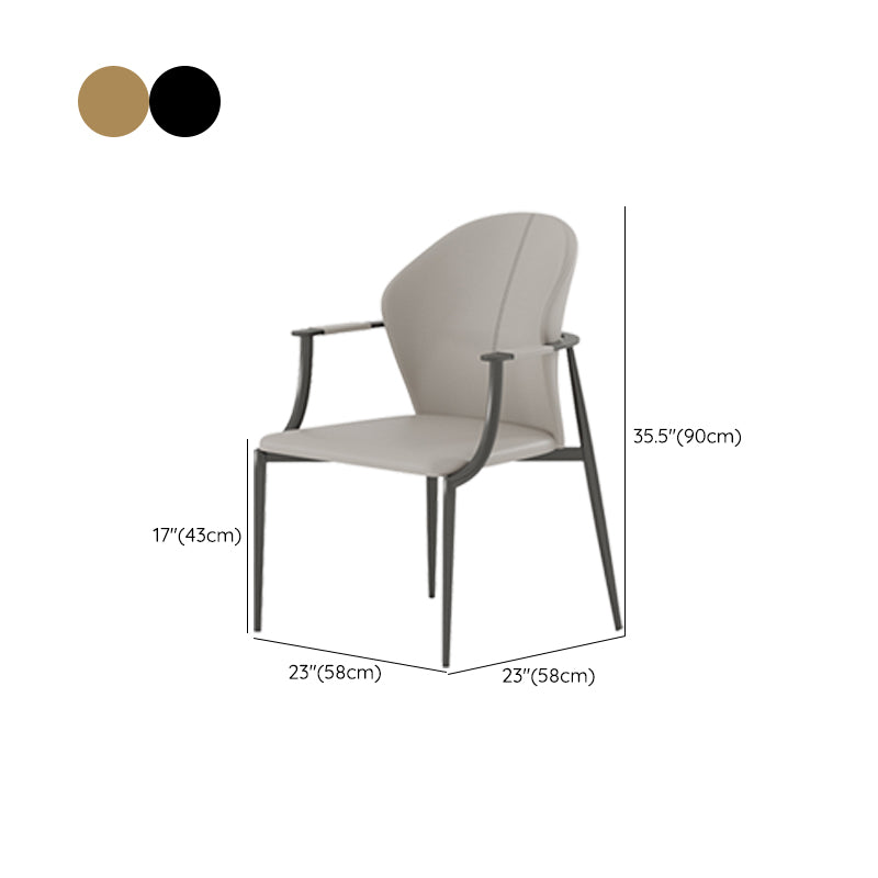 Stainless Steel Frame Dining Arm Chair Leather Upholstered Arm Chair