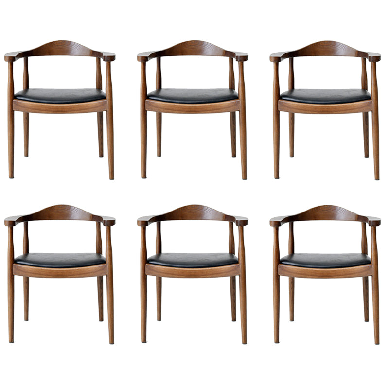 Contemporary Style Arm Chair Wood Open Back Dining Chairs for Kitchen