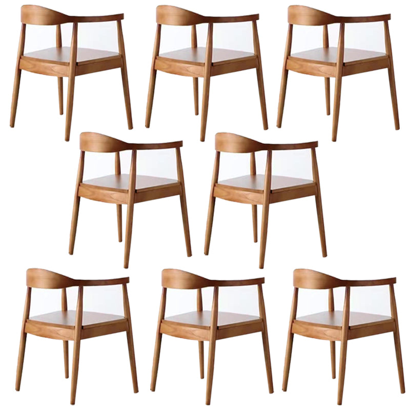 Contemporary Style Arm Chair Wood Open Back Dining Chairs for Kitchen