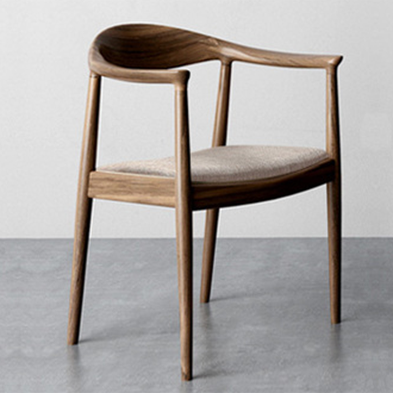 Contemporary Style Arm Chair Wood Open Back Dining Chairs for Kitchen