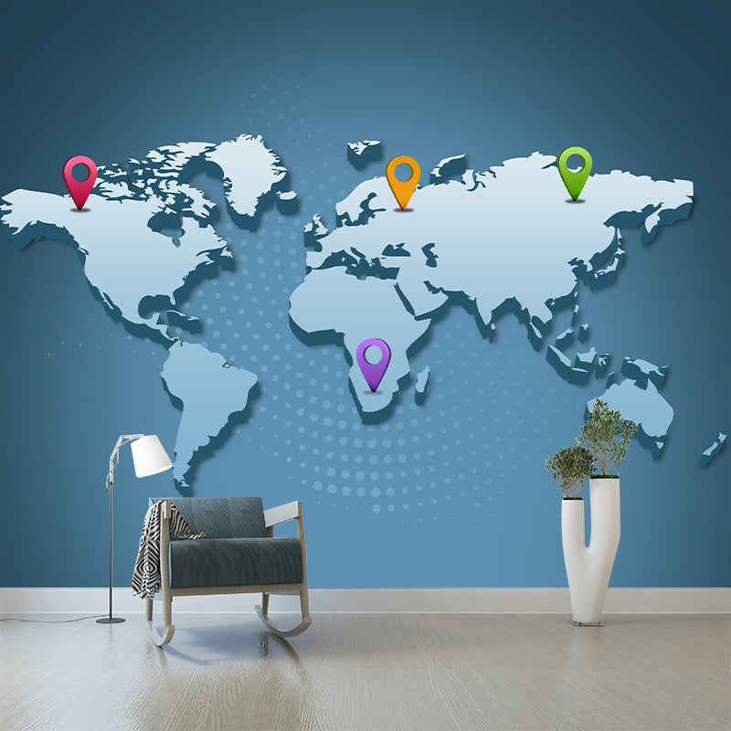 World Map Wallpaper Environment Friendly Mildew Resistant Indoor Wall Mural
