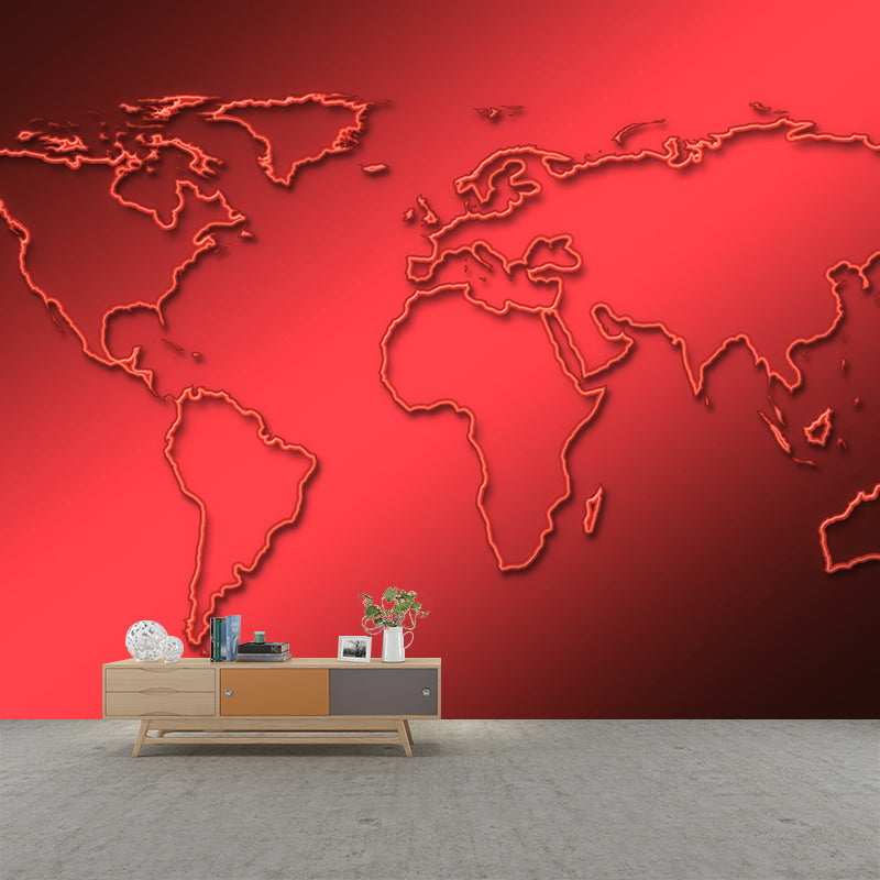 World Map Wallpaper Environment Friendly Mildew Resistant Indoor Wall Mural