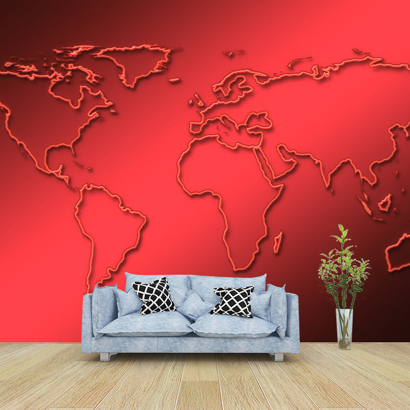 World Map Wallpaper Environment Friendly Mildew Resistant Indoor Wall Mural
