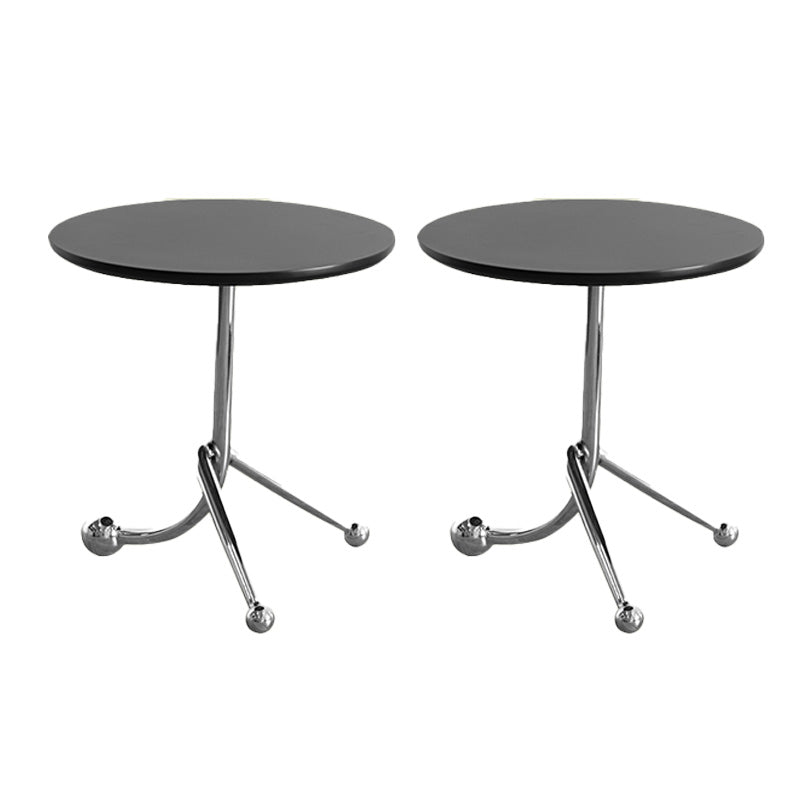 Pedestal Silver Base End Table with Round Top Sofa Side Accent Table