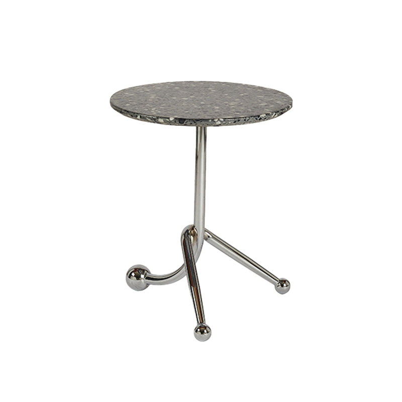 Pedestal Silver Base End Table with Round Top Sofa Side Accent Table