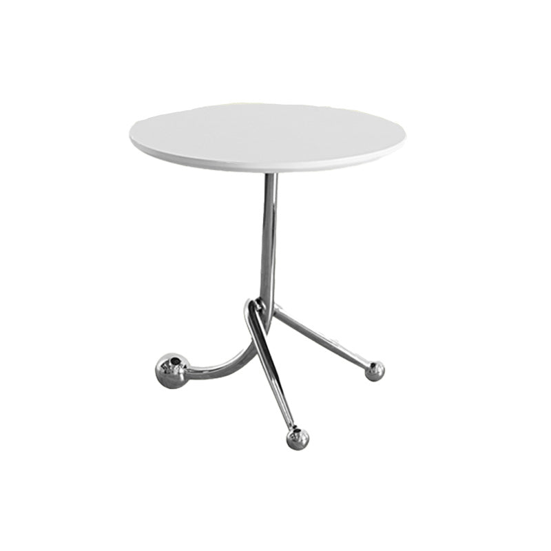 Pedestal Silver Base End Table with Round Top Sofa Side Accent Table