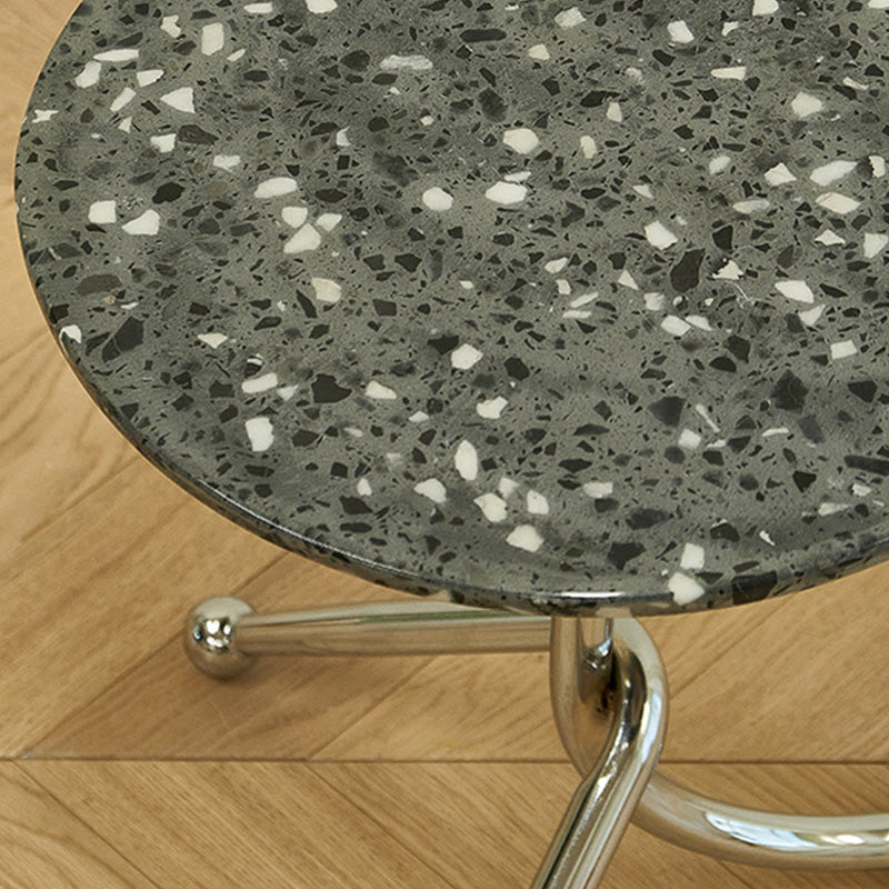 Pedestal Silver Base End Table with Round Top Sofa Side Accent Table