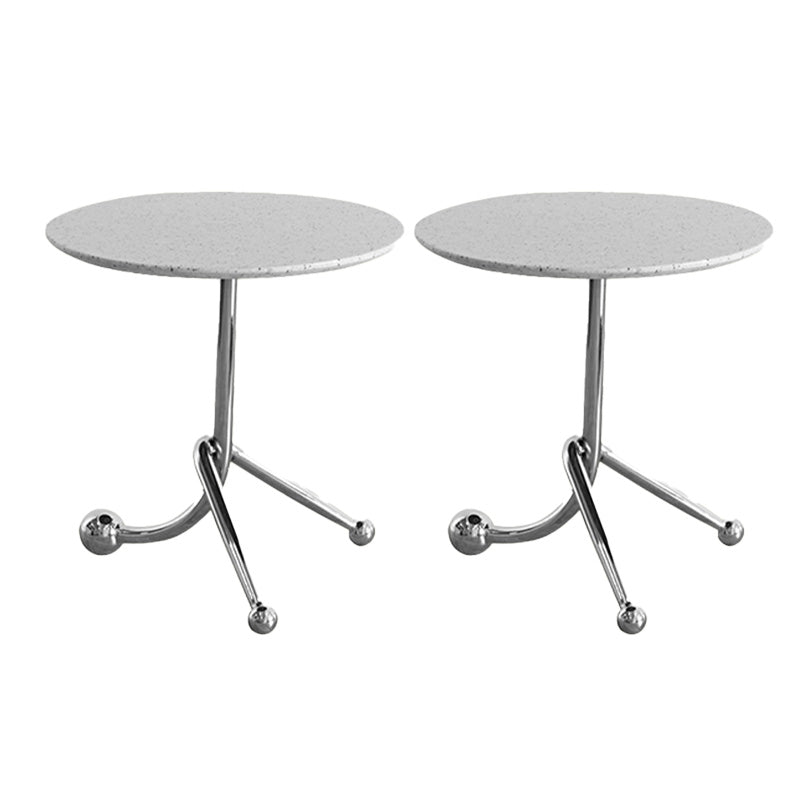 Pedestal Silver Base End Table with Round Top Sofa Side Accent Table