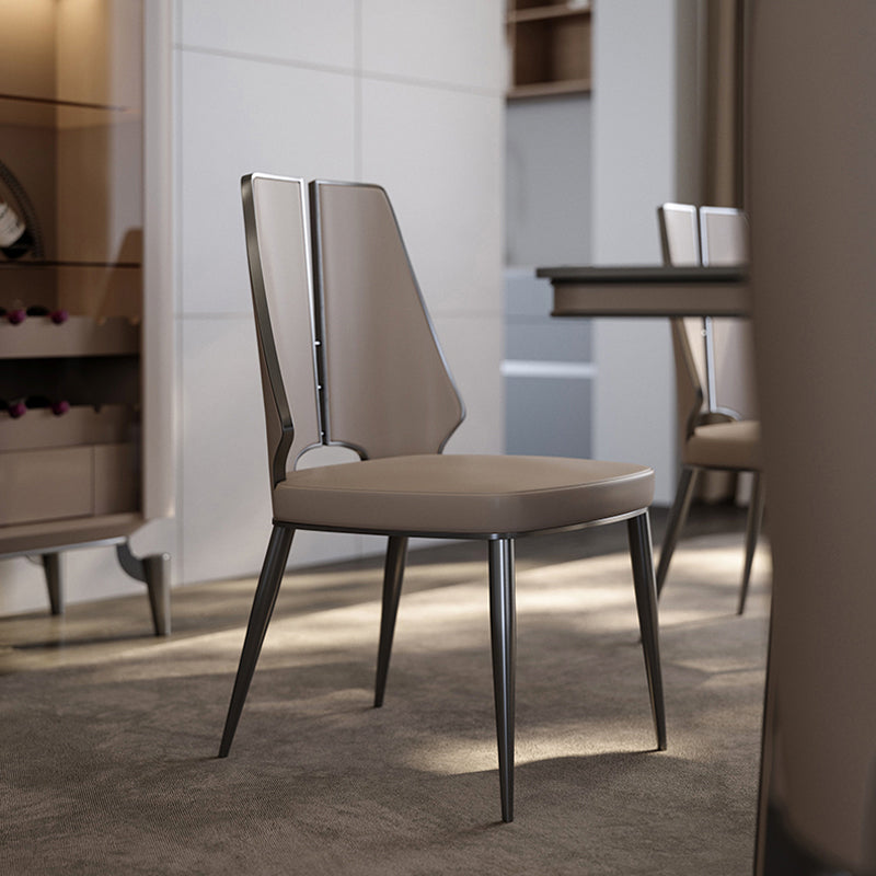 Glam Style Side Chair Leather Metal Base Dining Chair for Dining Room