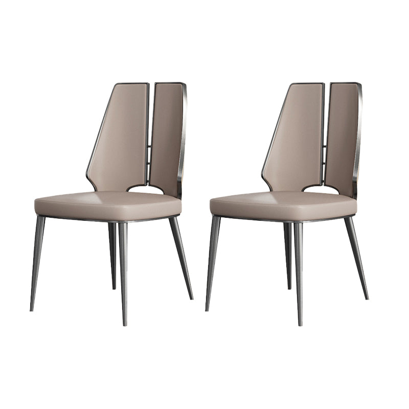 Glam Style Side Chair Leather Metal Base Dining Chair for Dining Room