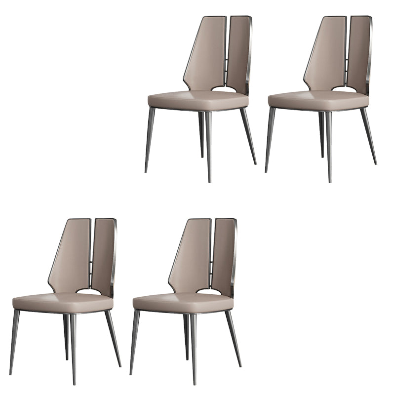 Glam Style Side Chair Leather Metal Base Dining Chair for Dining Room