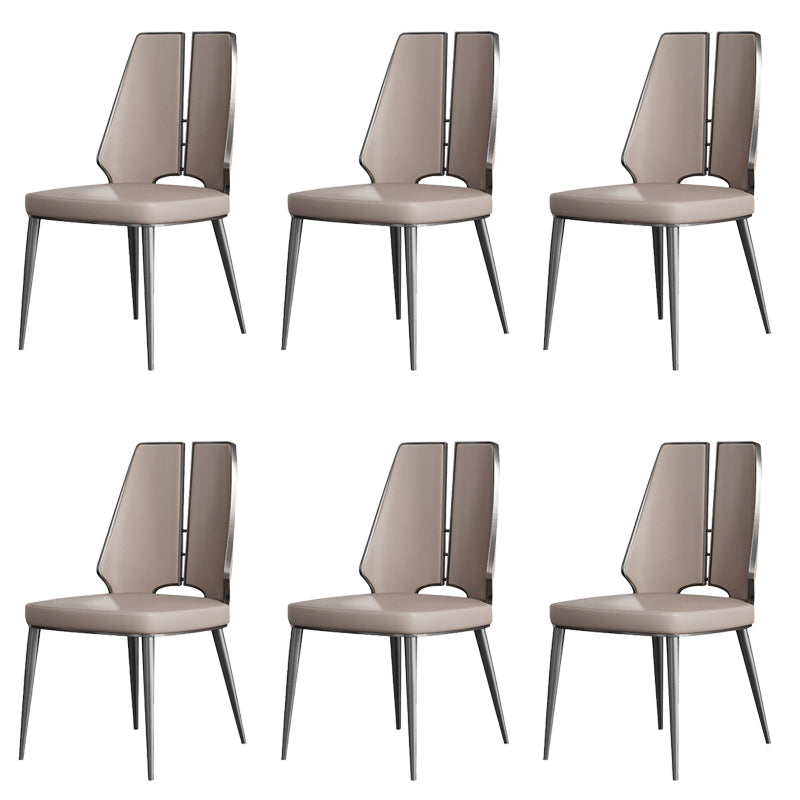 Glam Style Side Chair Leather Metal Base Dining Chair for Dining Room