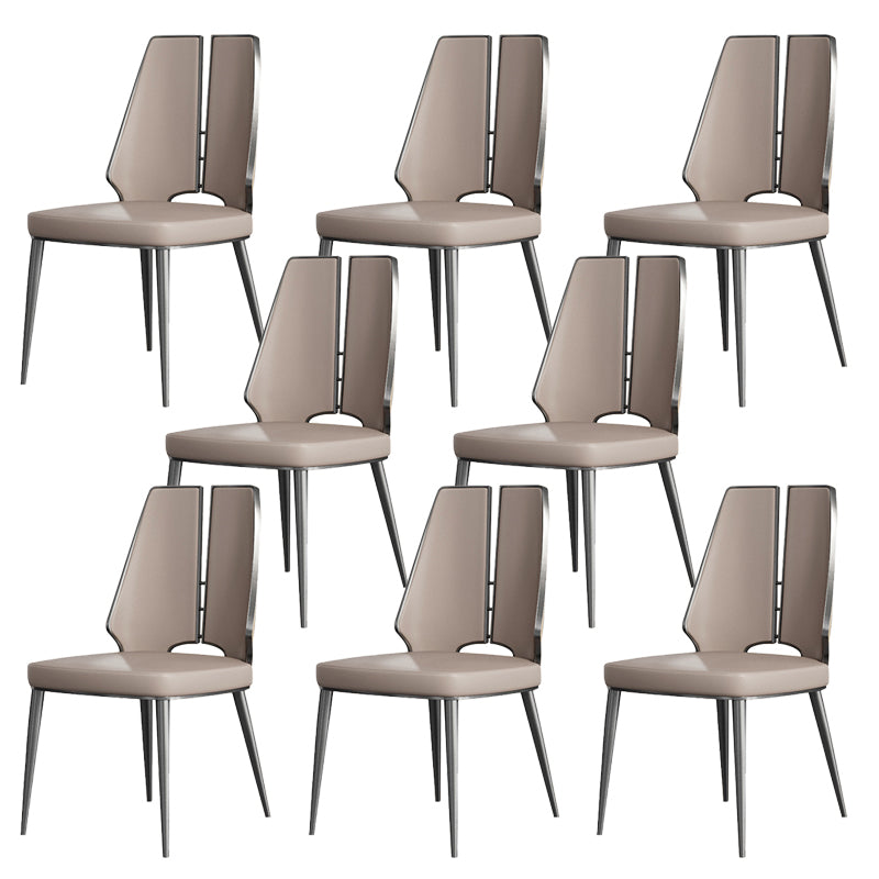 Glam Style Side Chair Leather Metal Base Dining Chair for Dining Room