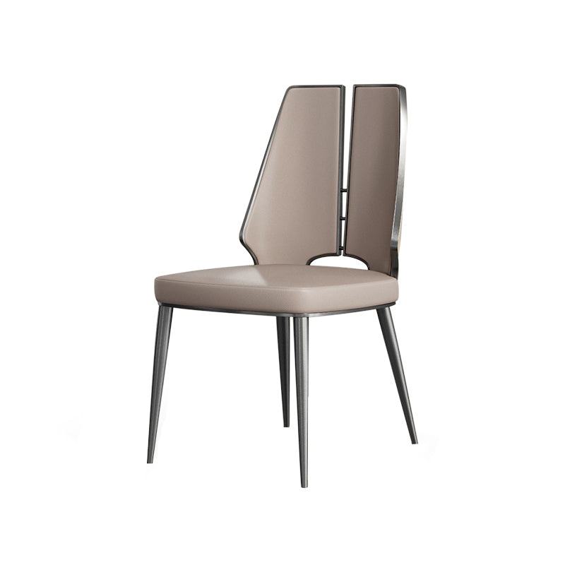 Glam Style Side Chair Leather Metal Base Dining Chair for Dining Room