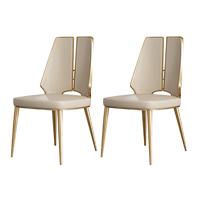 Glam Style Side Chair Leather Metal Base Dining Chair for Dining Room