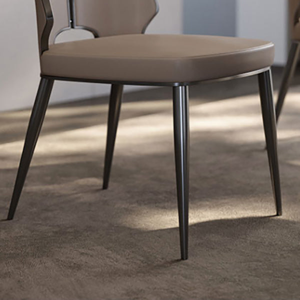 Glam Style Side Chair Leather Metal Base Dining Chair for Dining Room