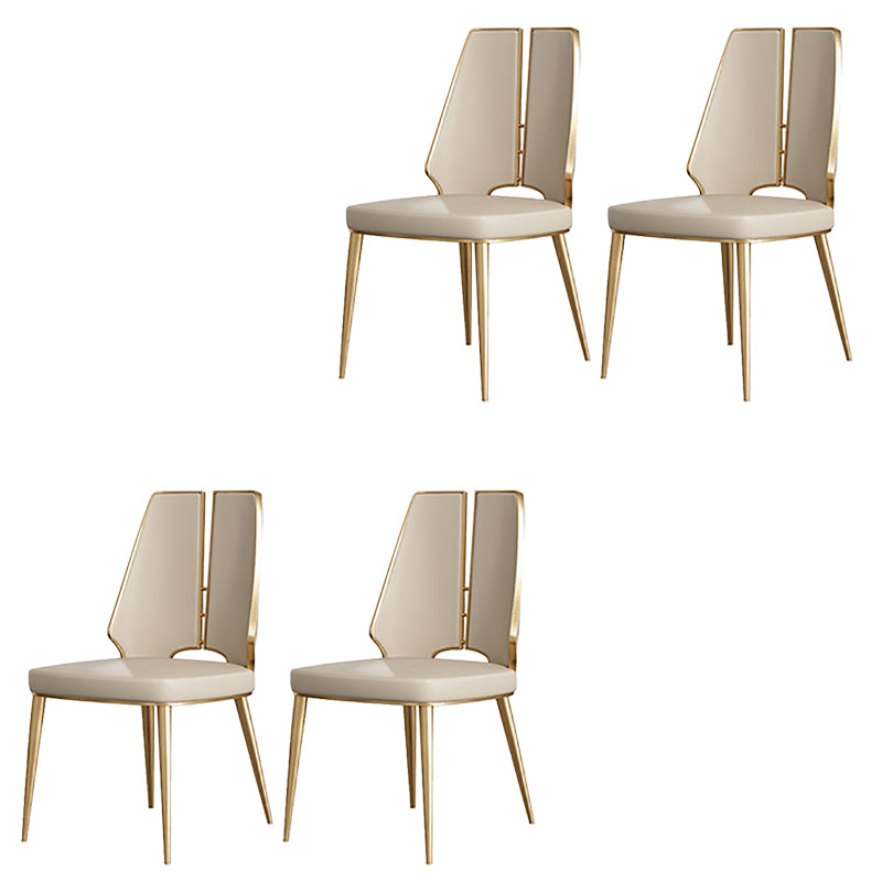 Glam Style Side Chair Leather Metal Base Dining Chair for Dining Room