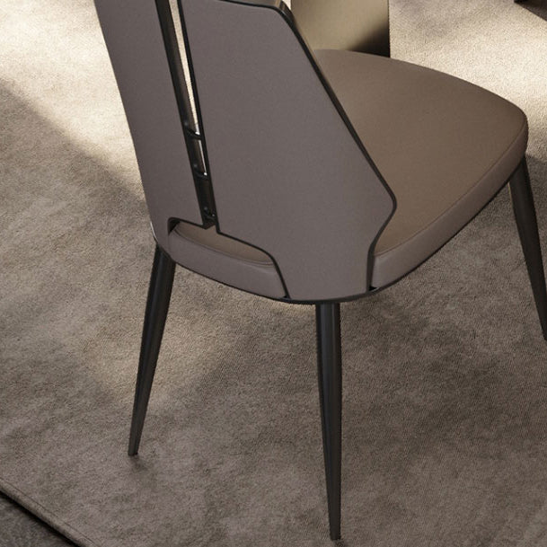 Glam Style Side Chair Leather Metal Base Dining Chair for Dining Room