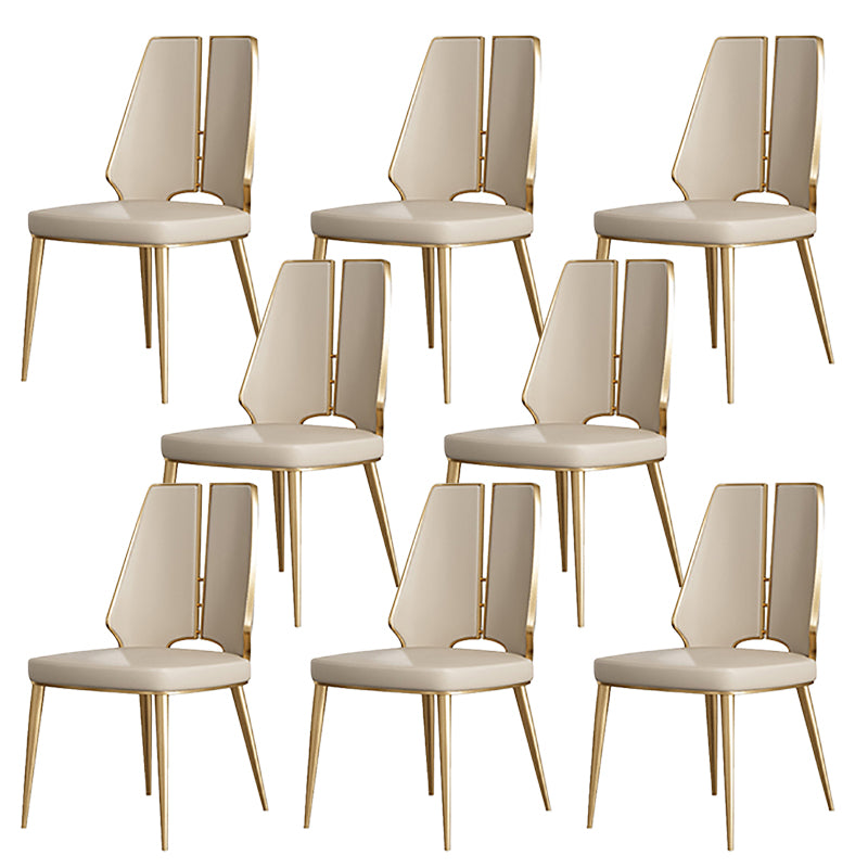 Glam Style Side Chair Leather Metal Base Dining Chair for Dining Room