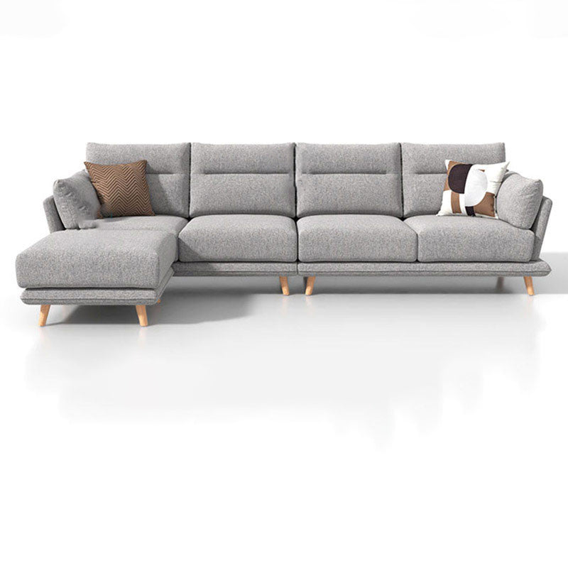 Faux Leather Sectionals in Gray Flared Arm Pillowed Back Cushions Sectional Sofa Set