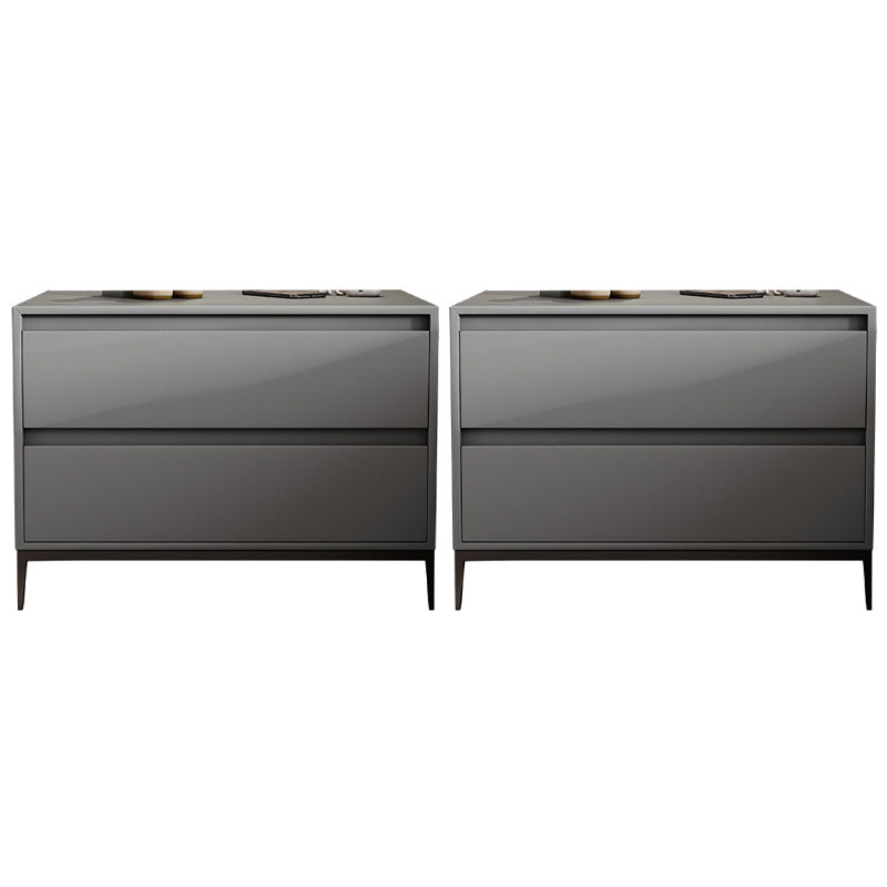 Modern Bedside Cabinet Leather Accent Table Nightstand with Drawers