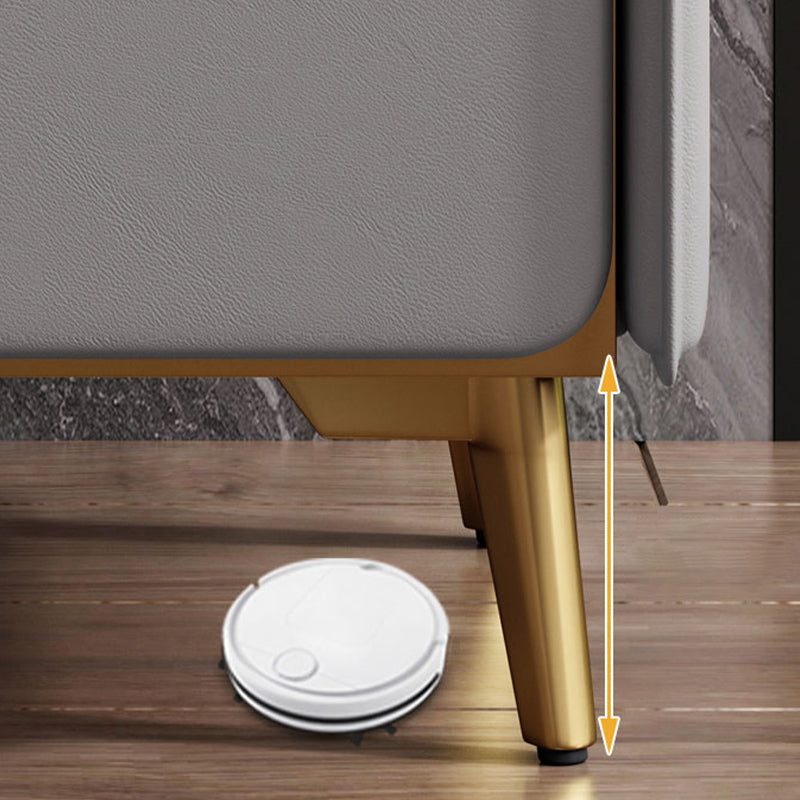 Leather Bed Nightstand Modern Bedside Cabinet with 2 Drawers