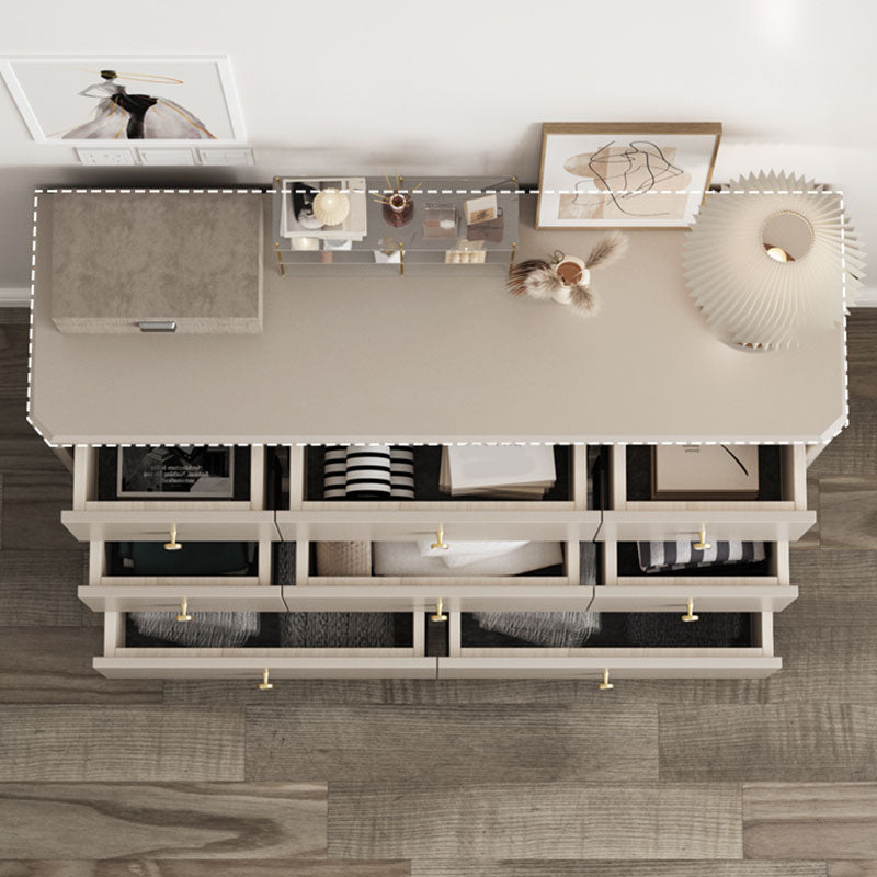 Contemporary Horizontal Double Dresser Storage Dresser with Drawers for Home