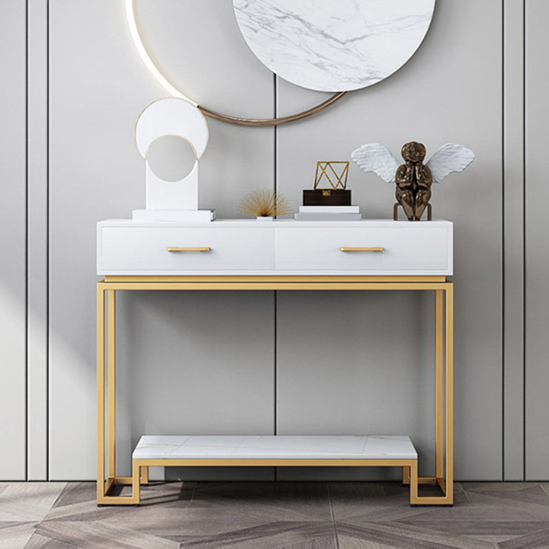 Rectangle Shape Contemporary Console Table 2 Drawers Wood Console Sofa Table