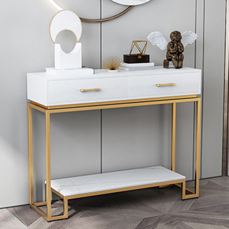 Rectangle Shape Contemporary Console Table 2 Drawers Wood Console Sofa Table