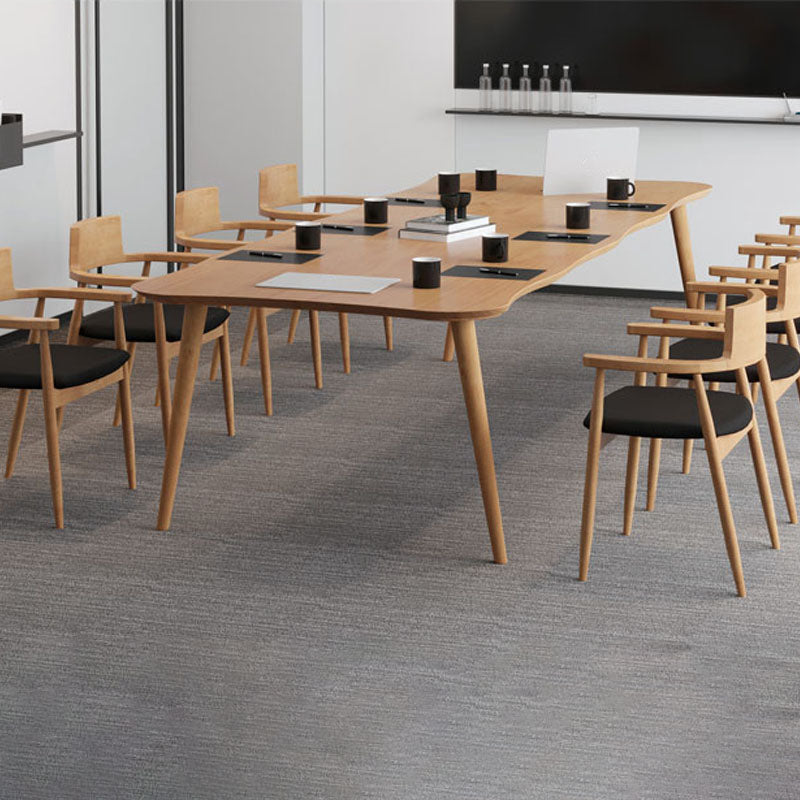 Contemporary Style Wood Office Desk Irregular Shape Task Desk with 4 Legs