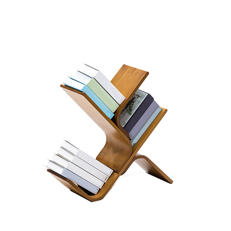 Modern Open Back Bookshelf Etagere Bamboo Bookcase for Home Office