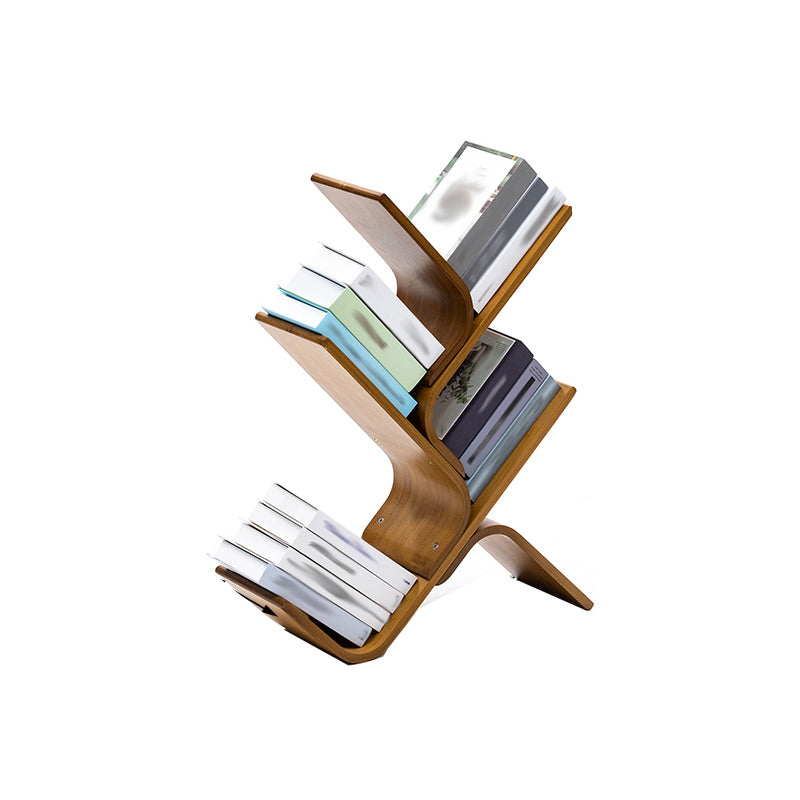 Modern Open Back Bookshelf Etagere Bamboo Bookcase for Home Office