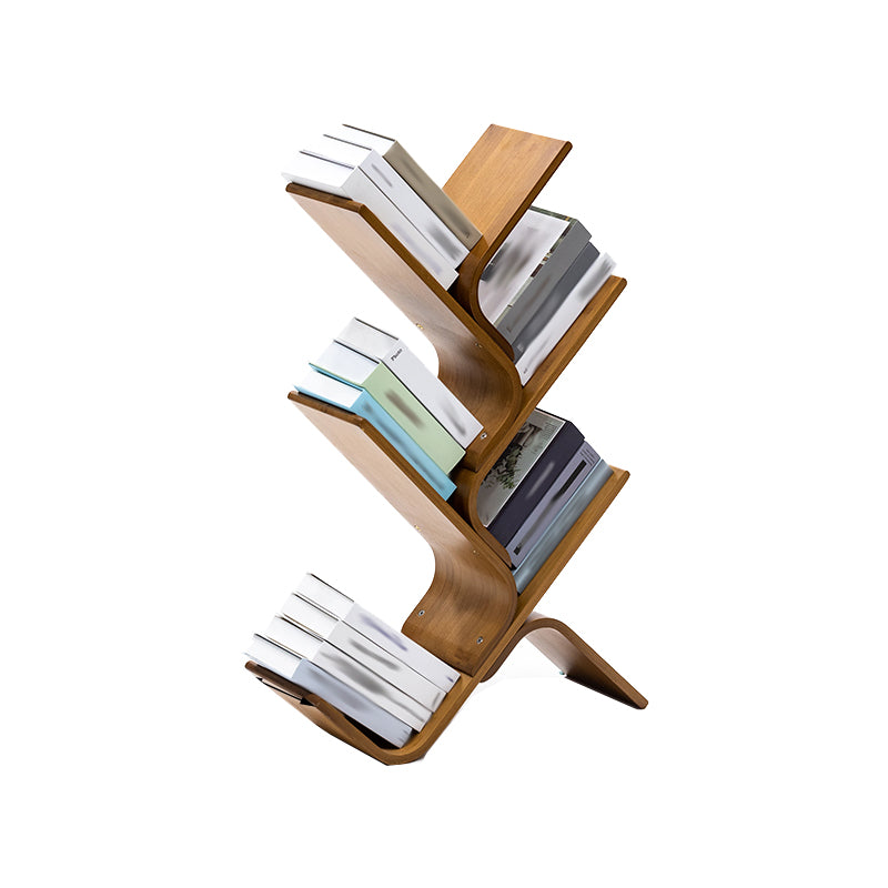 Modern Open Back Bookshelf Etagere Bamboo Bookcase for Home Office