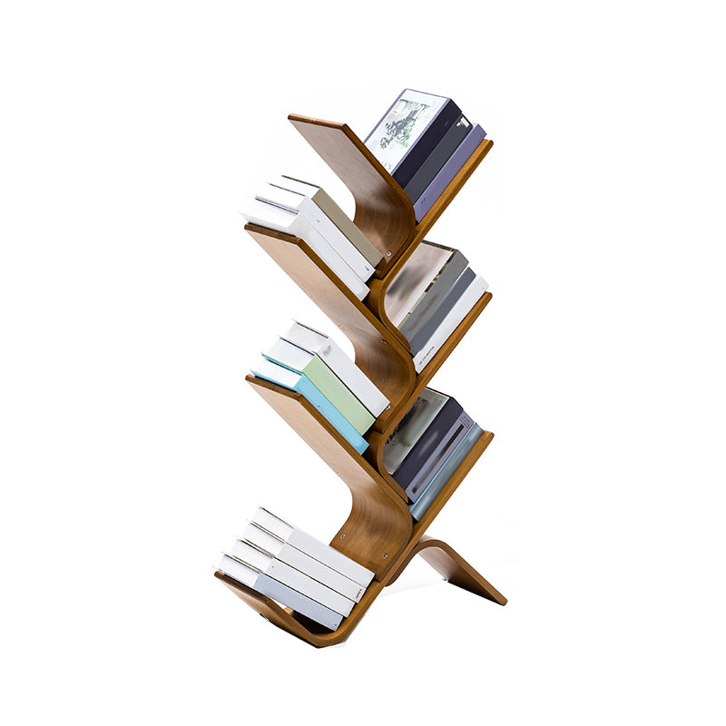 Modern Open Back Bookshelf Etagere Bamboo Bookcase for Home Office