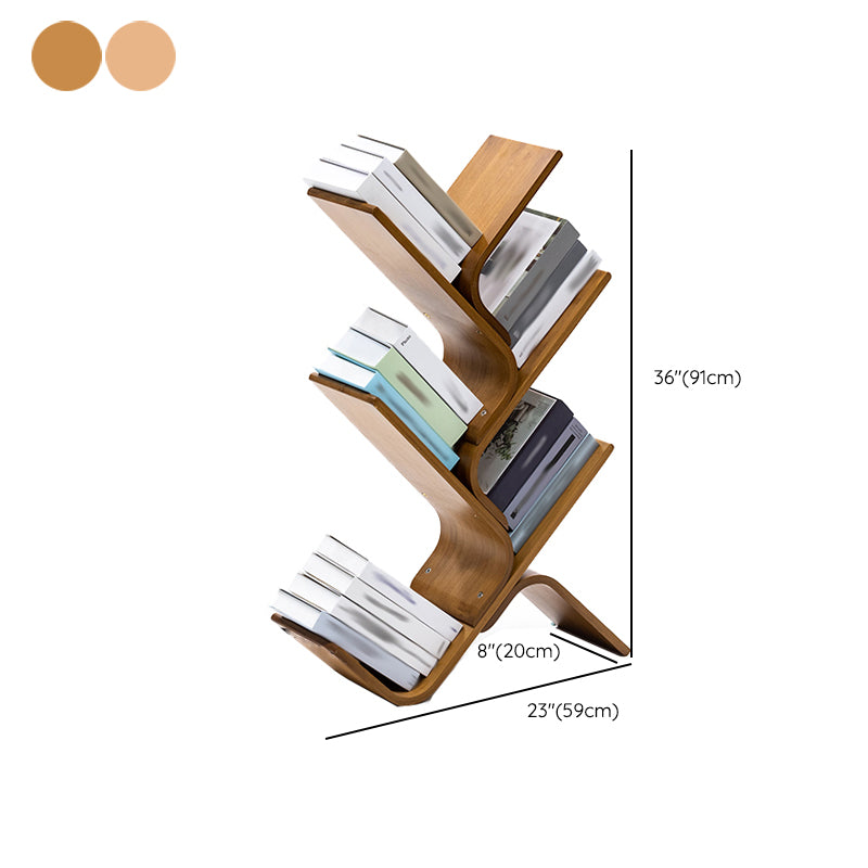 Modern Open Back Bookshelf Etagere Bamboo Bookcase for Home Office