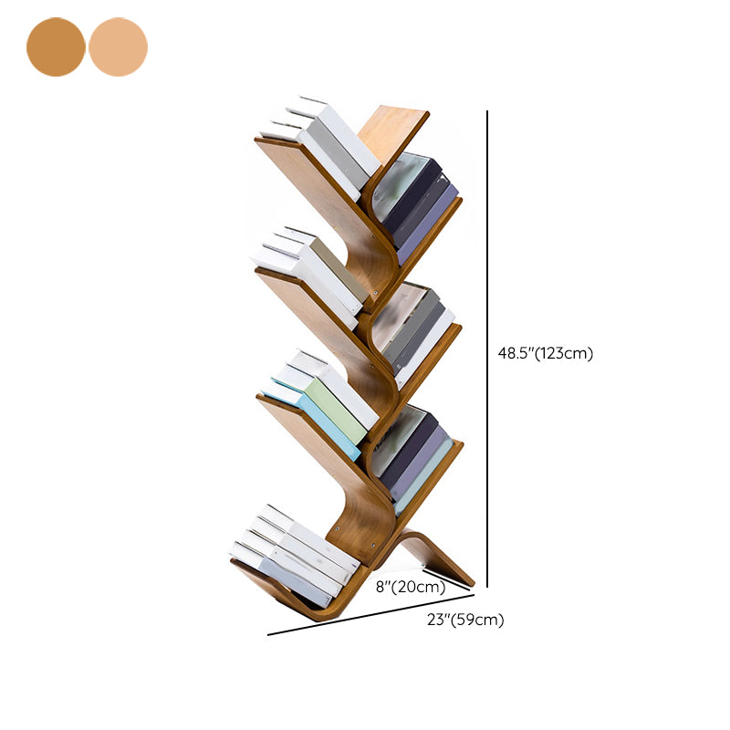 Modern Open Back Bookshelf Etagere Bamboo Bookcase for Home Office