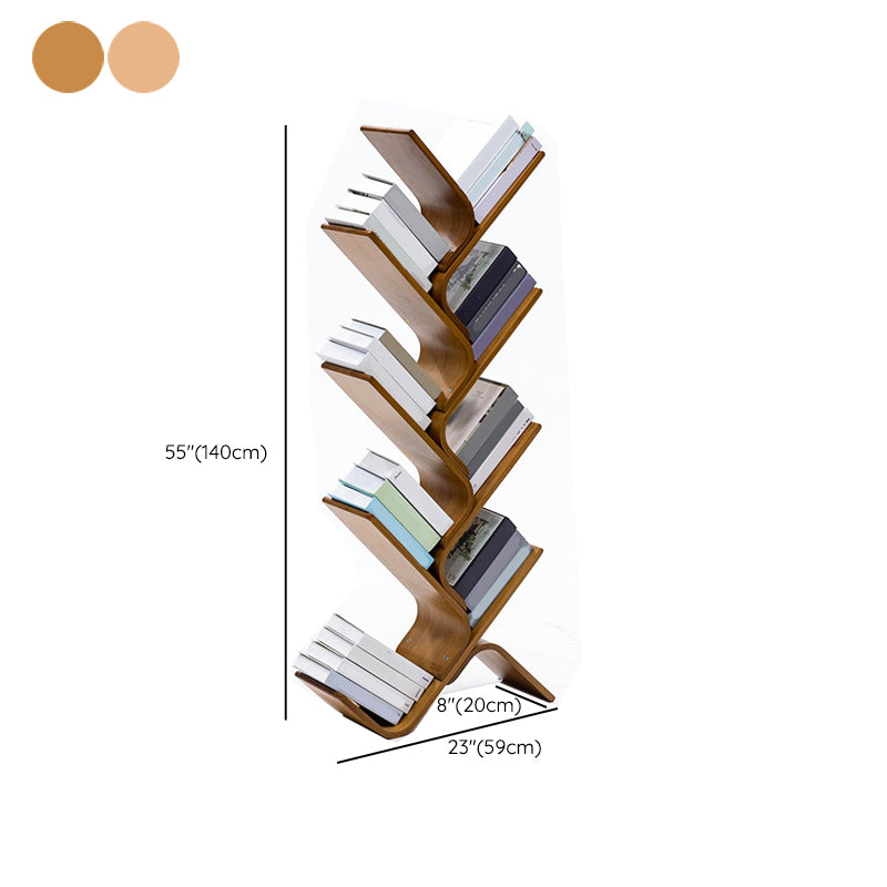 Modern Open Back Bookshelf Etagere Bamboo Bookcase for Home Office