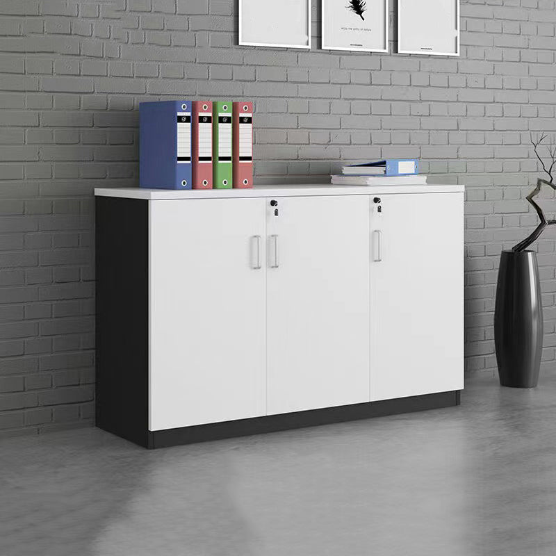 Modern Lateral Filing Cabinet Wooden Frame Key Locking File Cabinet