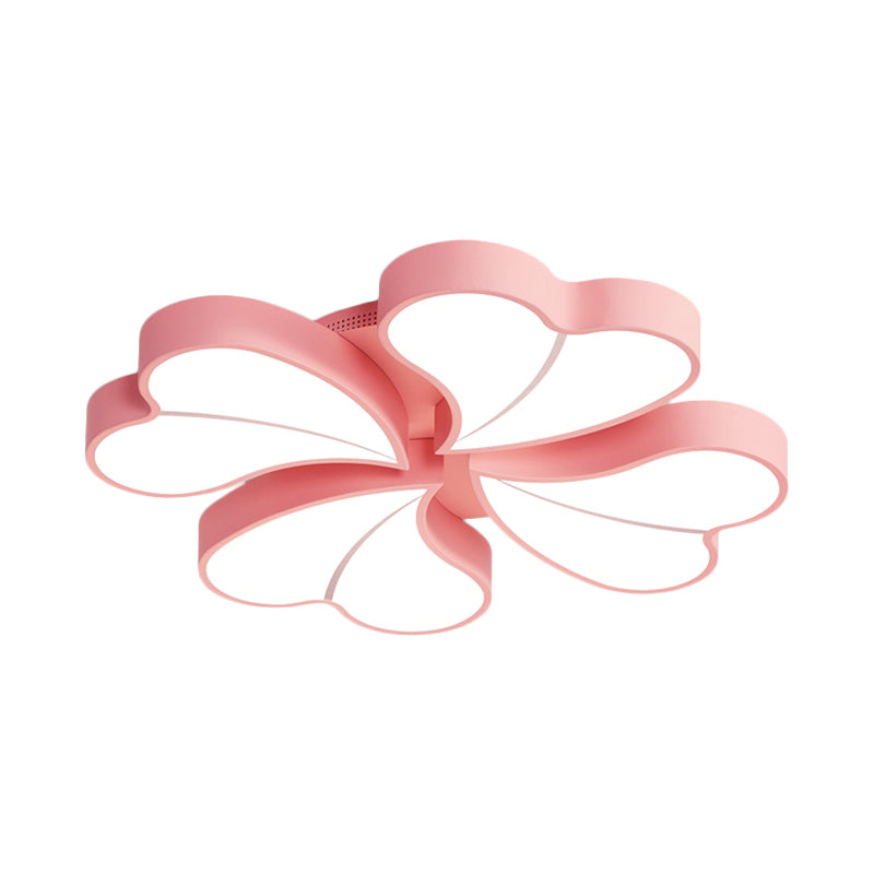 Iron Clover Flush Ceiling Light Macaron White/Blue/Pink LED Flush Mount with Acrylic Shade for Bedroom
