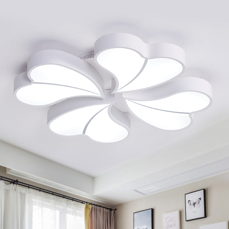 Iron Clover Flush Ceiling Light Macaron White/Blue/Pink LED Flush Mount with Acrylic Shade for Bedroom