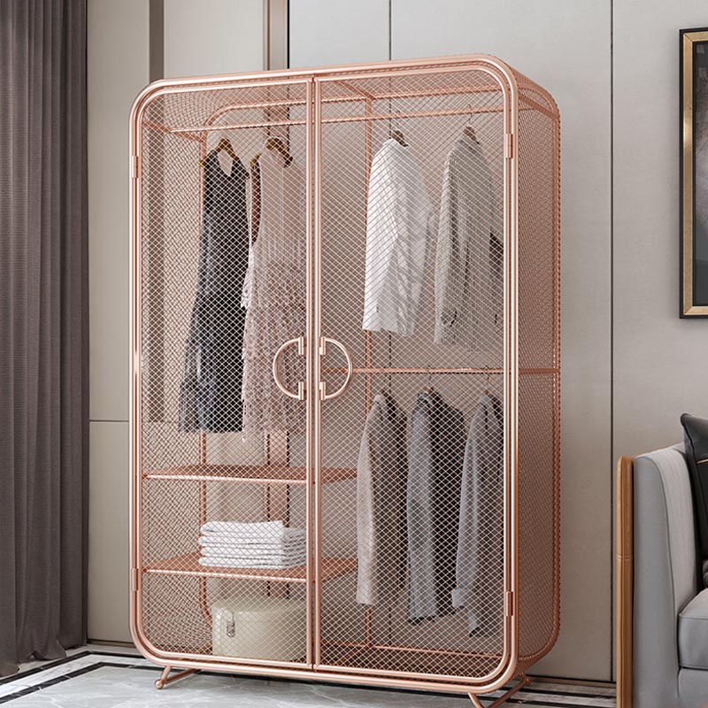 Industrial Style Wardrobe Bedroom Metal Wardrobe Closet with 2 Doors