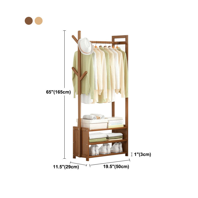 Contemporary Style Wardrobe Armoire Bamboo Armoire with Garment Rod for Home