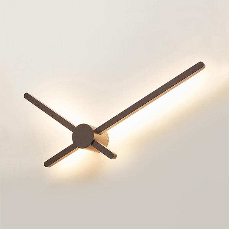 Crossed Lines Sconce Wall Light Metal Post Modern Wall Lamp in Brown for Living Room
