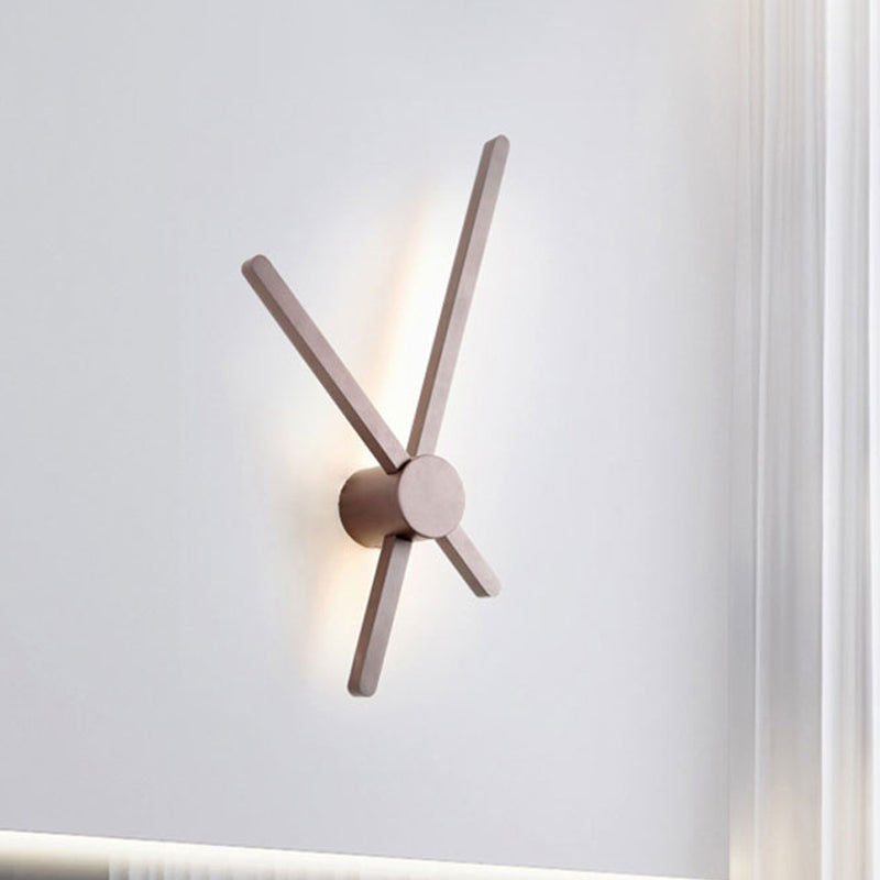 Crossed Lines Sconce Wall Light Metal Post Modern Wall Lamp in Brown for Living Room
