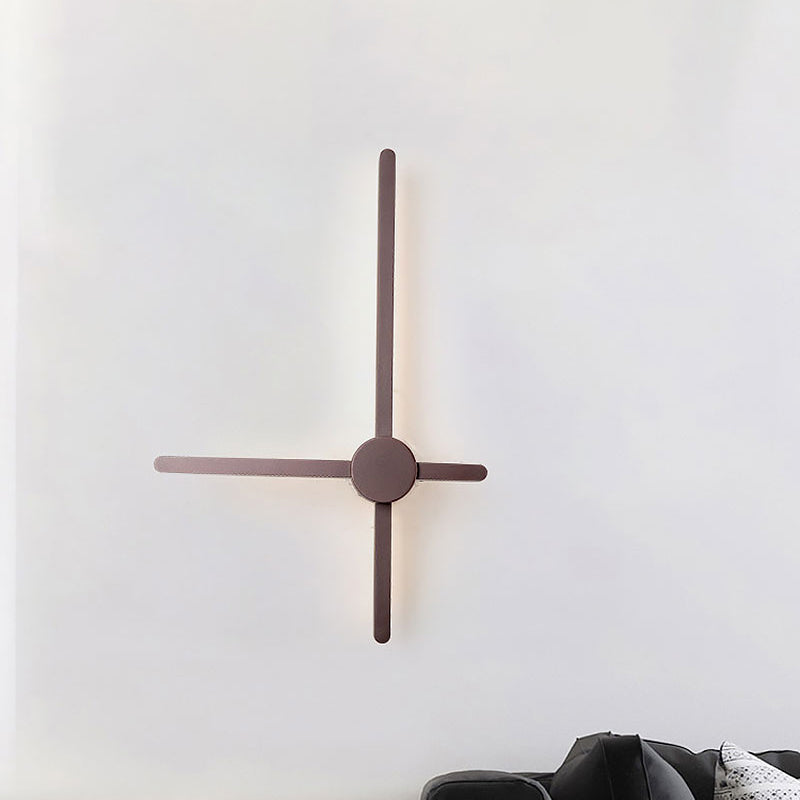 Crossed Lines Sconce Wall Light Metal Post Modern Wall Lamp in Brown for Living Room