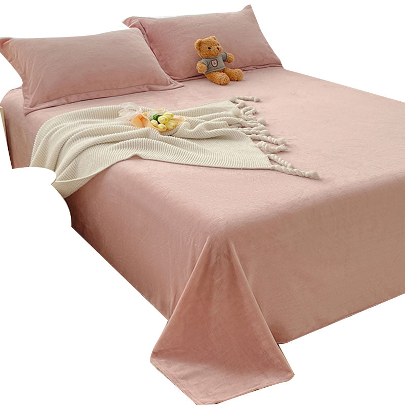 Solid Bed Sheet Set Flannel Elegant Fitted Sheet for Bedroom