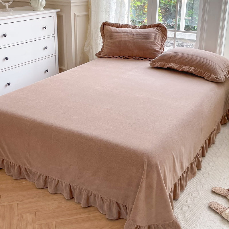 Super Soft Bed Sheet Set Solid Flannel Fitted Sheet for Bedroom