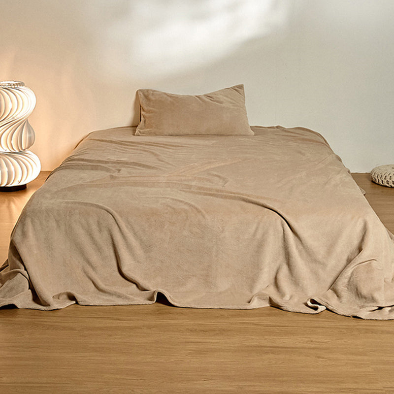 Flannel Bed Sheet Set Winter Solid Fitted Sheet for Bedroom